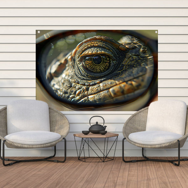 Close-up van Reptielenoog tuinposter