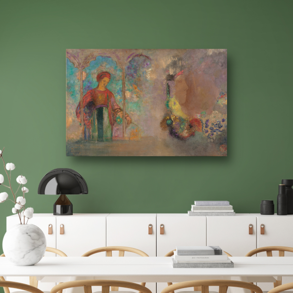 Vrouw in een gotische arcade - Odilon Redon poster