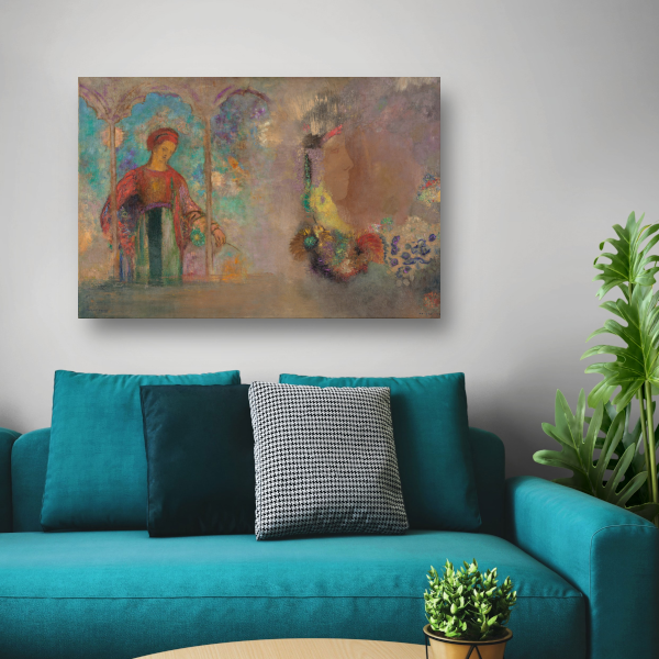 Vrouw in een gotische arcade - Odilon Redon poster