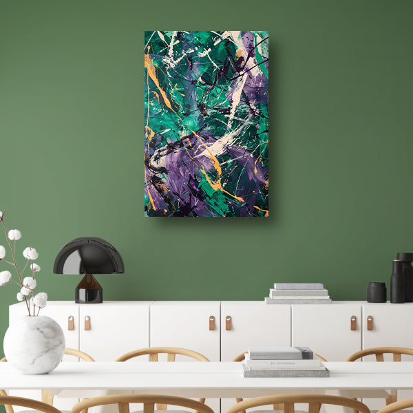 Kleurrijk abstract schilderij met dynamische lijnen canvas