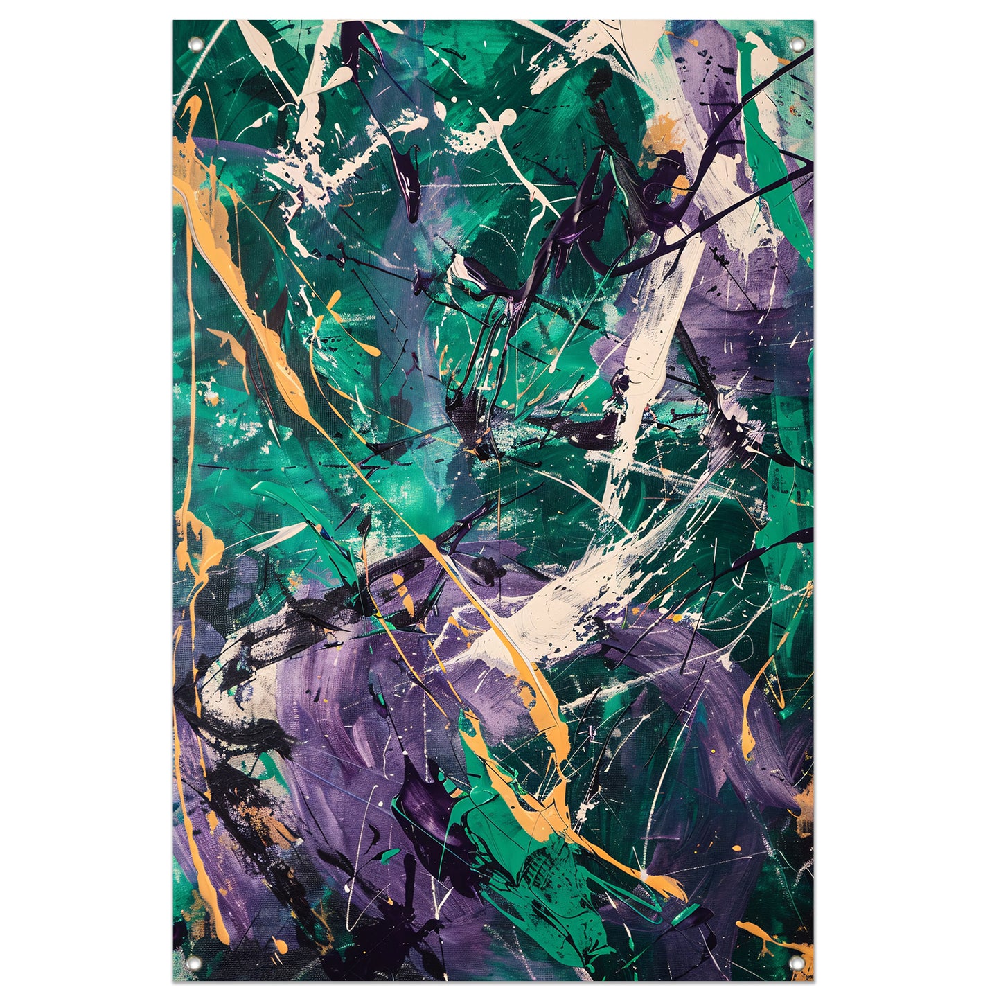 Kleurrijk abstract schilderij met dynamische lijnen tuinposter