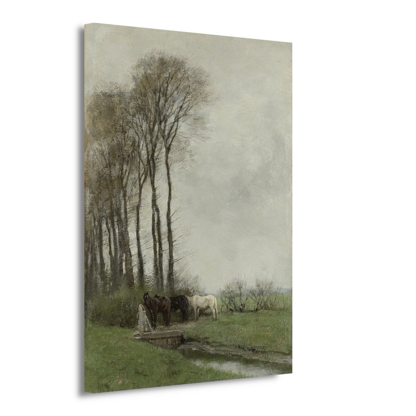 Paarden bij het hek - Anton Mauve canvas
