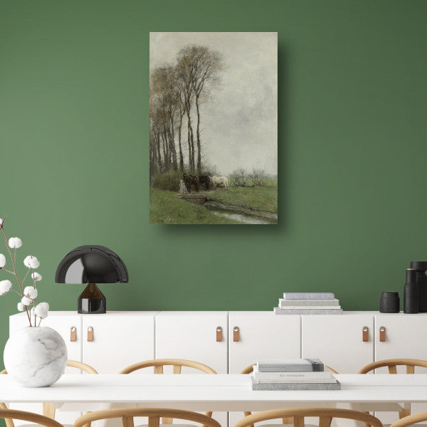 Paarden bij het hek - Anton Mauve canvas
