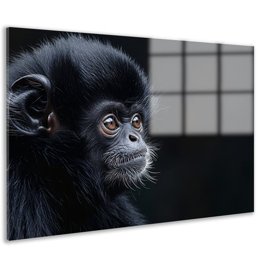 Zwart-wit portret van een contemplatieve aap acrylglas