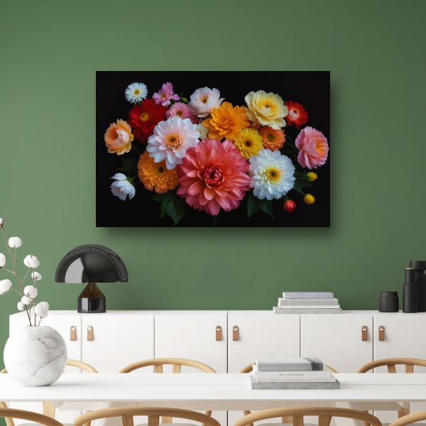 Diverse Kleurrijke Bloemen op Donkere Achtergrond acrylglas