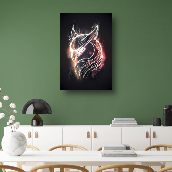 Uil van Vuur en Schaduw - Krachtige Kunst canvas