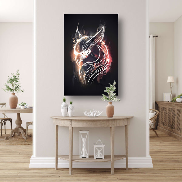 Uil van Vuur en Schaduw - Krachtige Kunst canvas