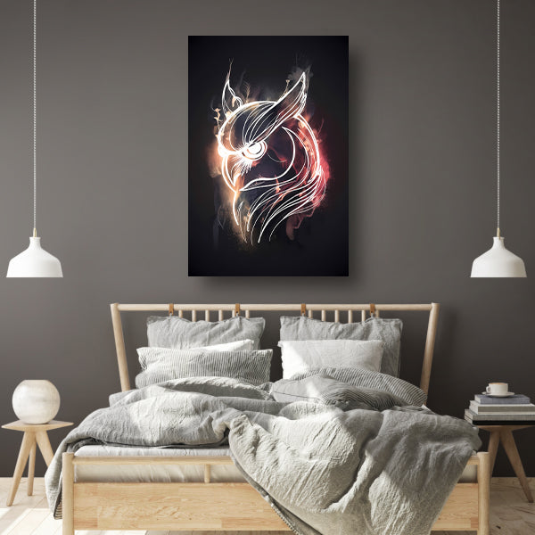 Uil van Vuur en Schaduw - Krachtige Kunst canvas