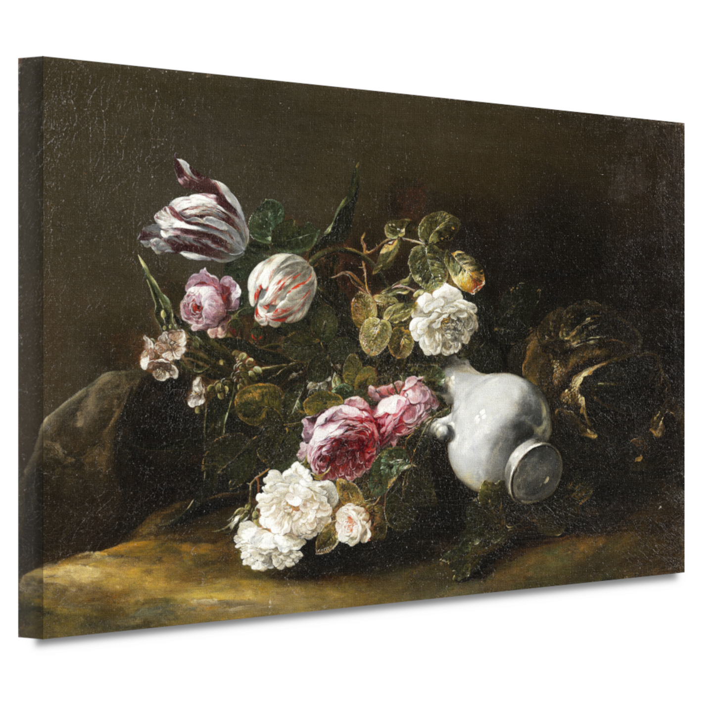 Stilleven met bloemen en een omgevallen kruik - Jan Fyt canvas