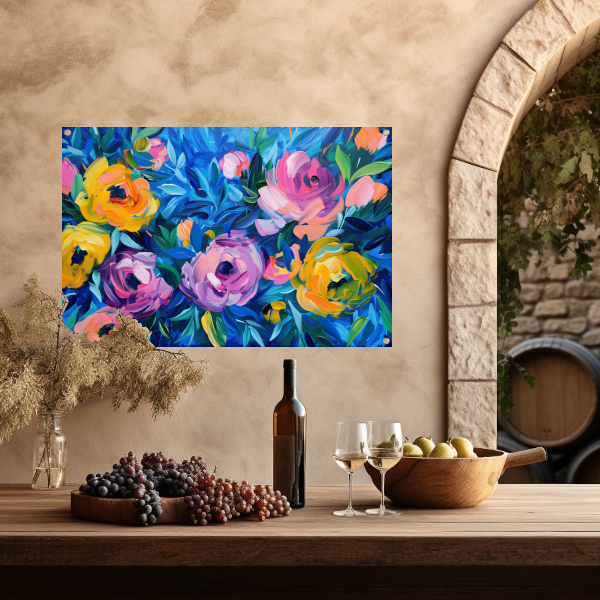 Kleurrijke Abstracte Impressie van Bloemen in Kunst tuinposter