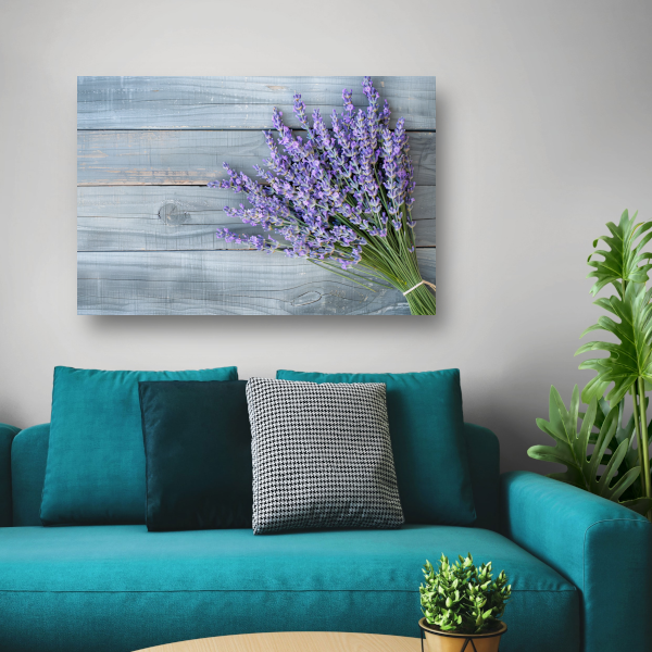 Lavendel op houten tafel canvas