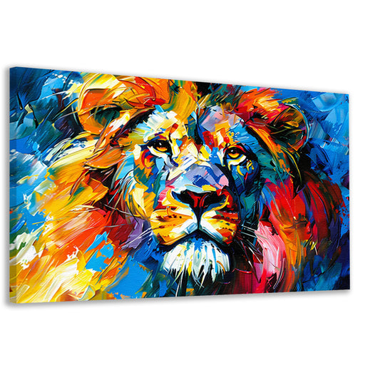 Kleurrijk abstract leeuw schilderij voor interieur canvas