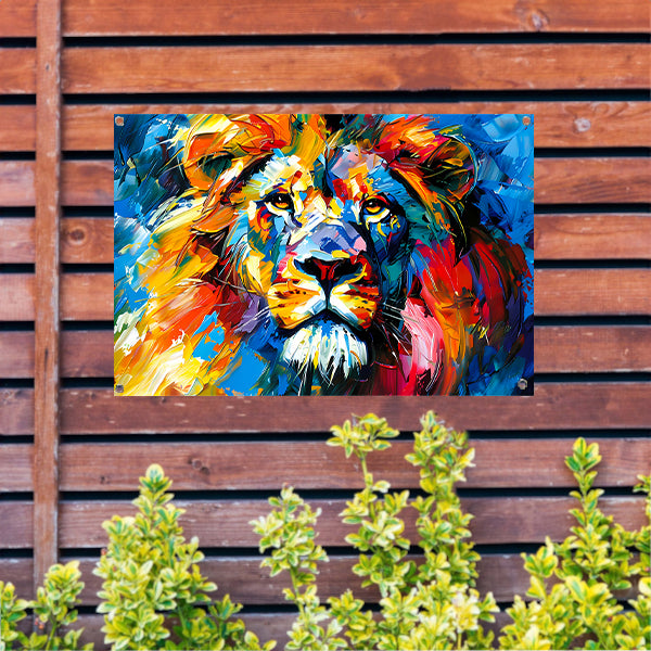 Kleurrijk abstract leeuw schilderij voor interieur tuinposter