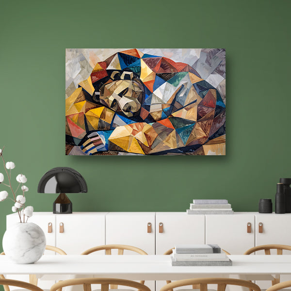 Beer in geometrische vormen en kleuren poster