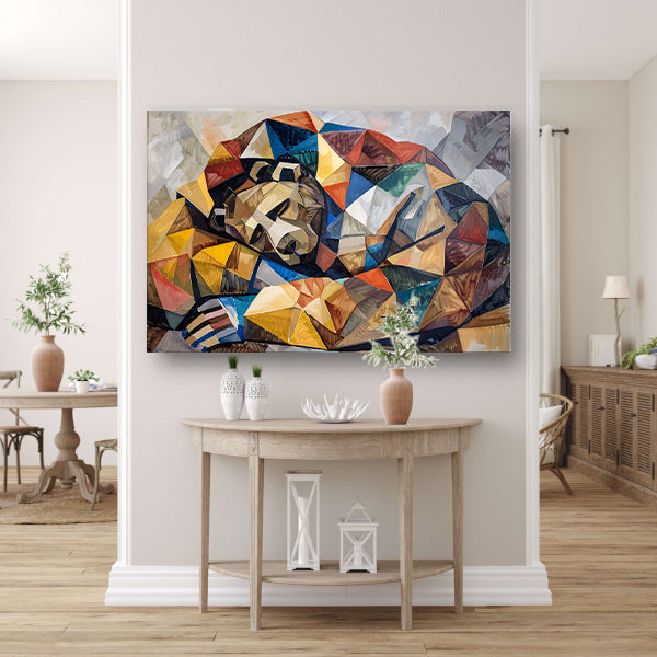 Beer in geometrische vormen en kleuren acrylglas