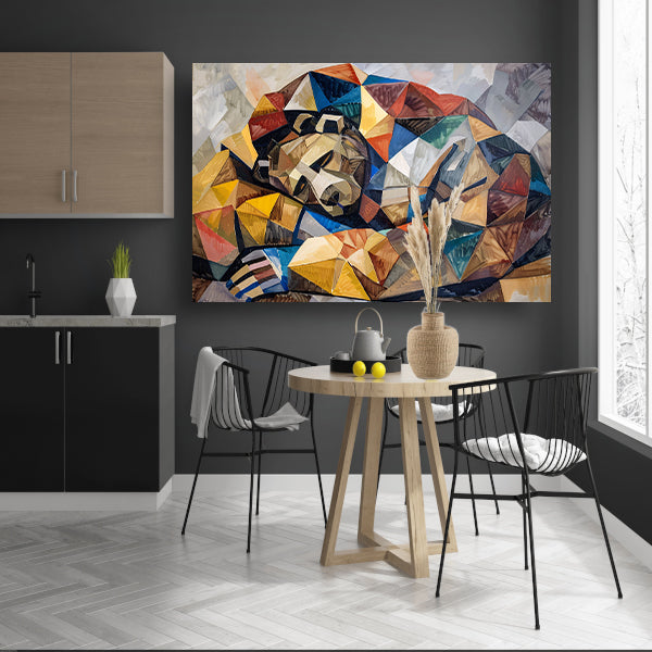 Beer in geometrische vormen en kleuren poster