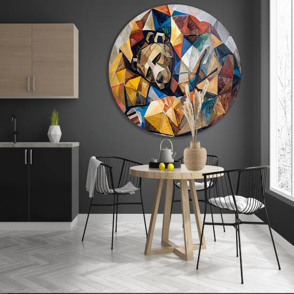 Beer in geometrische vormen en kleuren aluminium muurcirkel