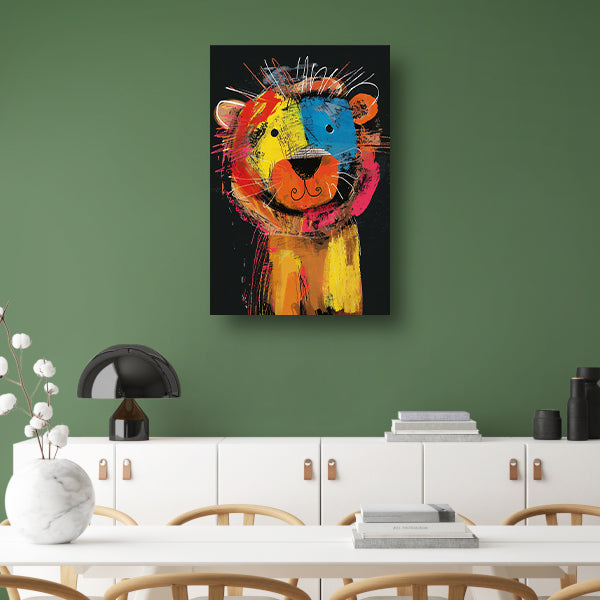 Abstracte Kleurrijke Leeuw Schilderij poster