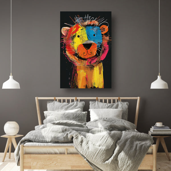 Abstracte Kleurrijke Leeuw Schilderij poster