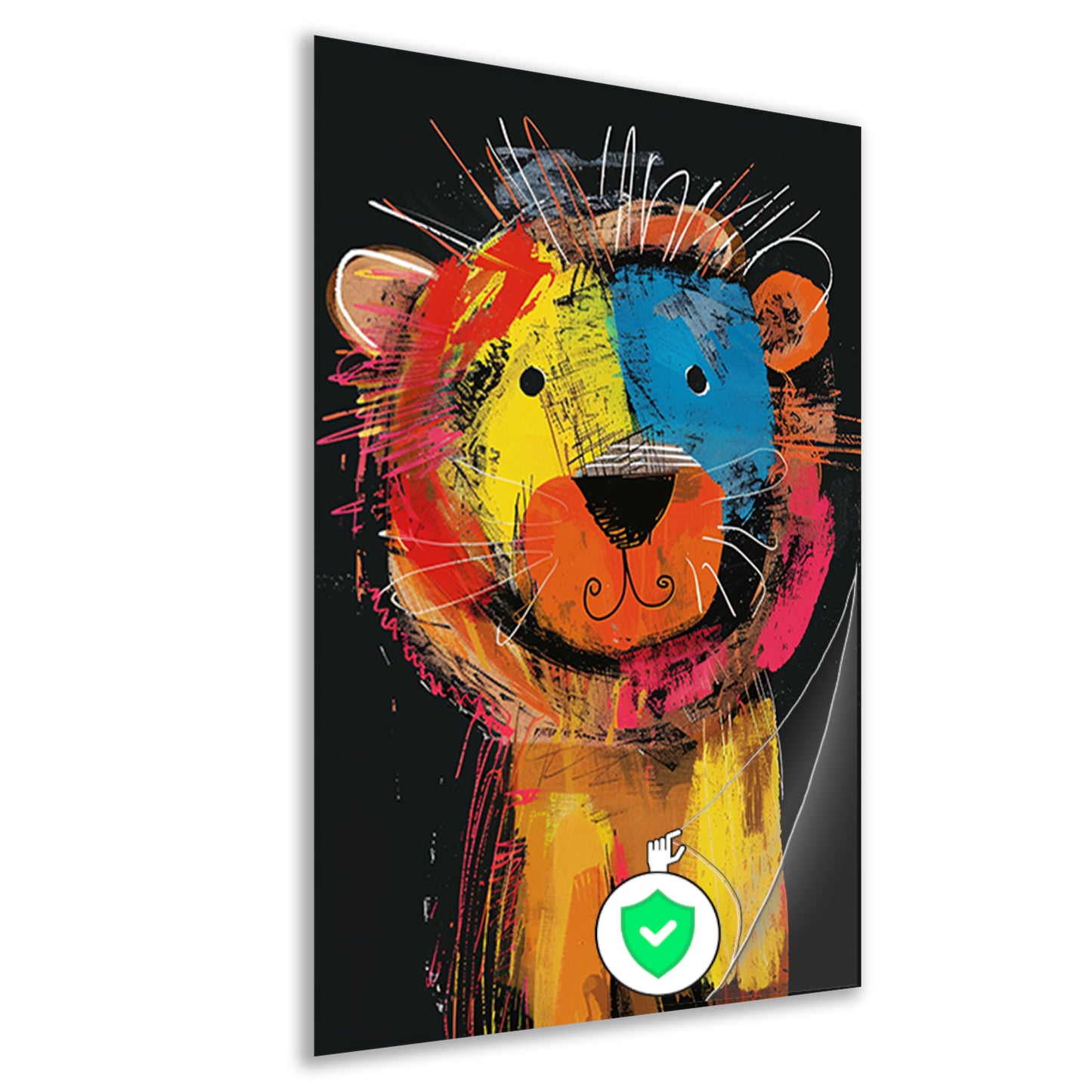 Abstracte Kleurrijke Leeuw Schilderij poster