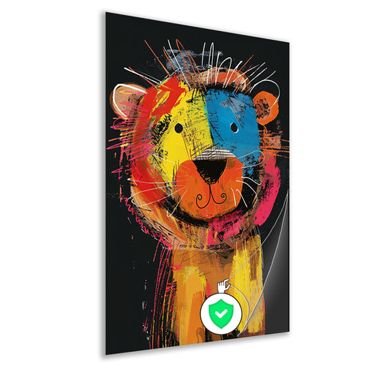 Abstracte Kleurrijke Leeuw Schilderij poster