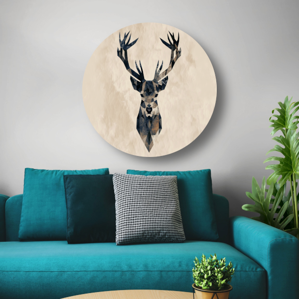 Geometrisch Abstract Hert in Stijlvolle Tinten aluminium muurcirkel