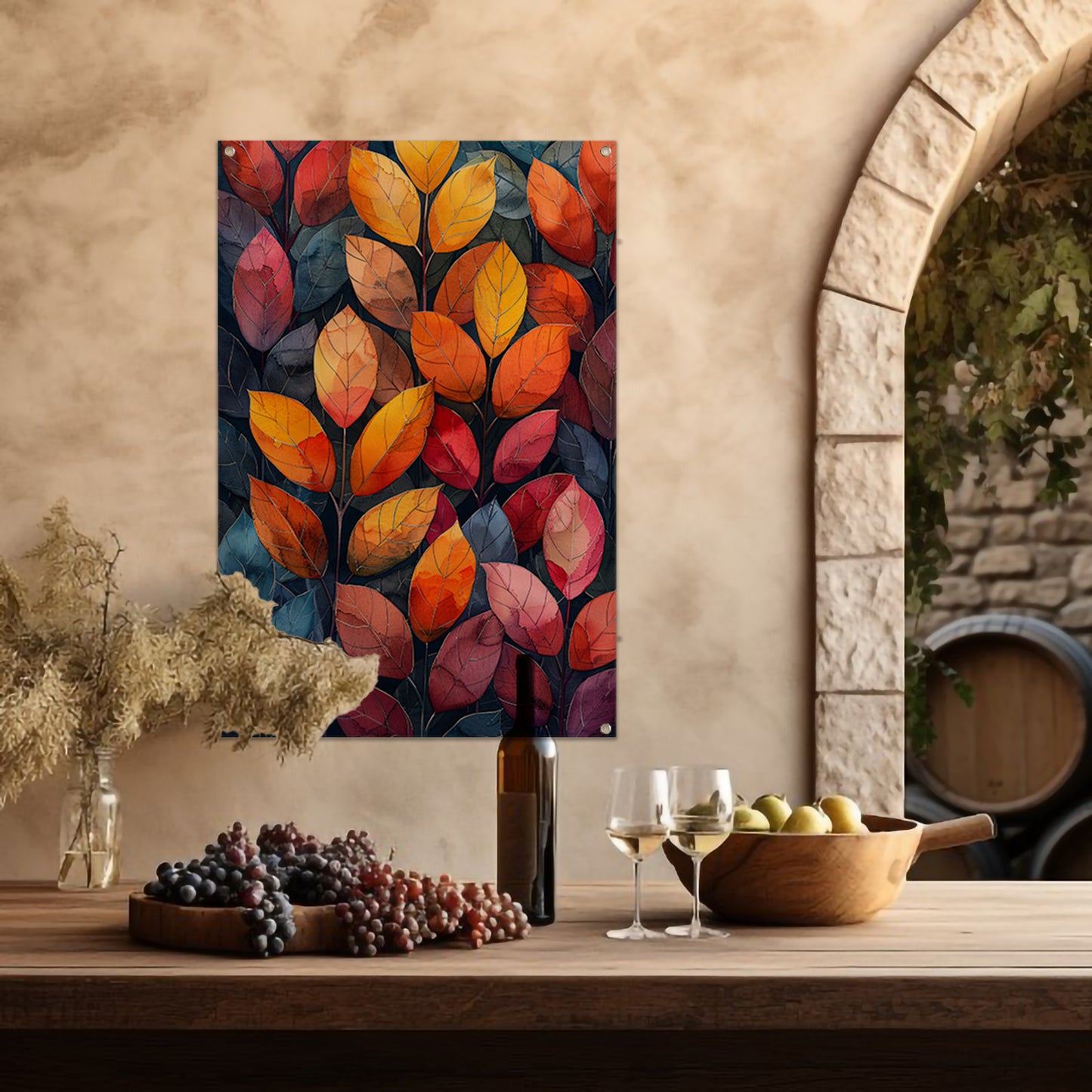 Kleurrijk Herfstbladeren in Abstract Stijl tuinposter