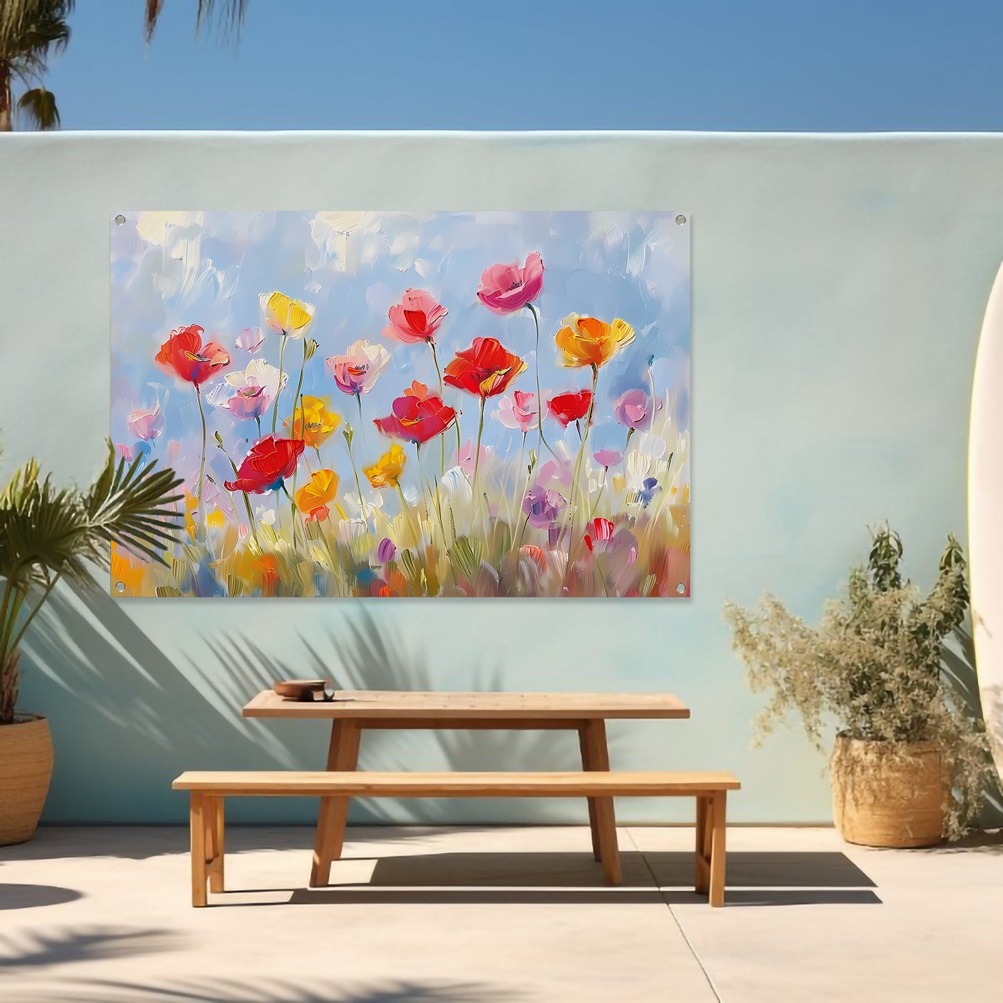 Kleurrijk abstract bloemenveld schilderij tuinposter