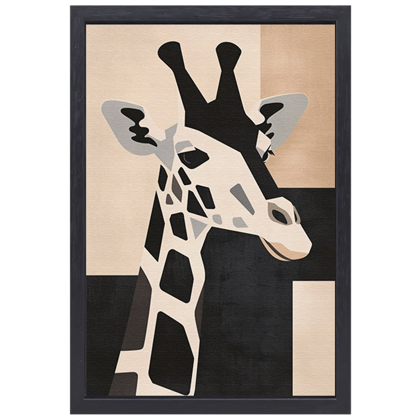 Minimalistische Giraffe in Monochrome Tinten canvas met baklijst