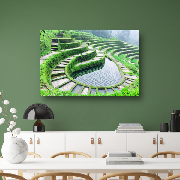 Symmetrische Trappen en Reflecterend Water canvas