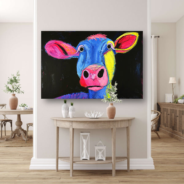 Kleurrijk abstract portret van een koe acrylglas