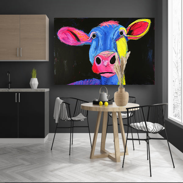 Kleurrijk abstract portret van een koe poster