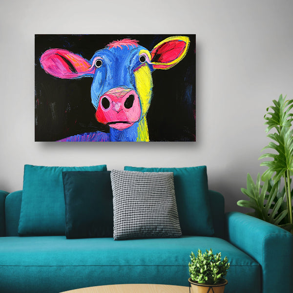 Kleurrijk abstract portret van een koe acrylglas