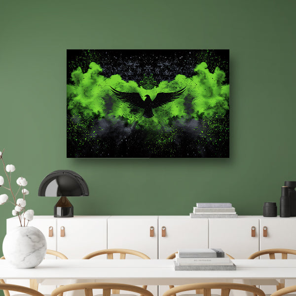 Abstract schilderij van adelaar in verfexplosie poster
