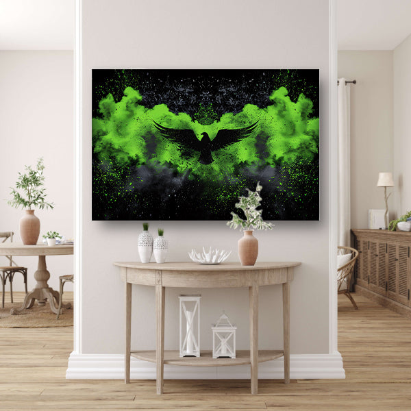 Abstract schilderij van adelaar in verfexplosie poster