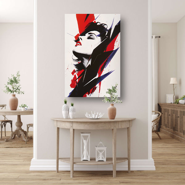 Abstract modern portret van een vrouw canvas met baklijst