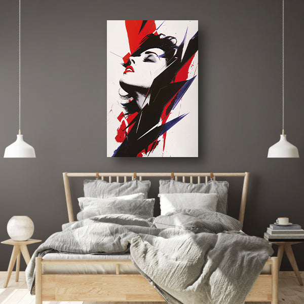 Abstract modern portret van een vrouw canvas met baklijst