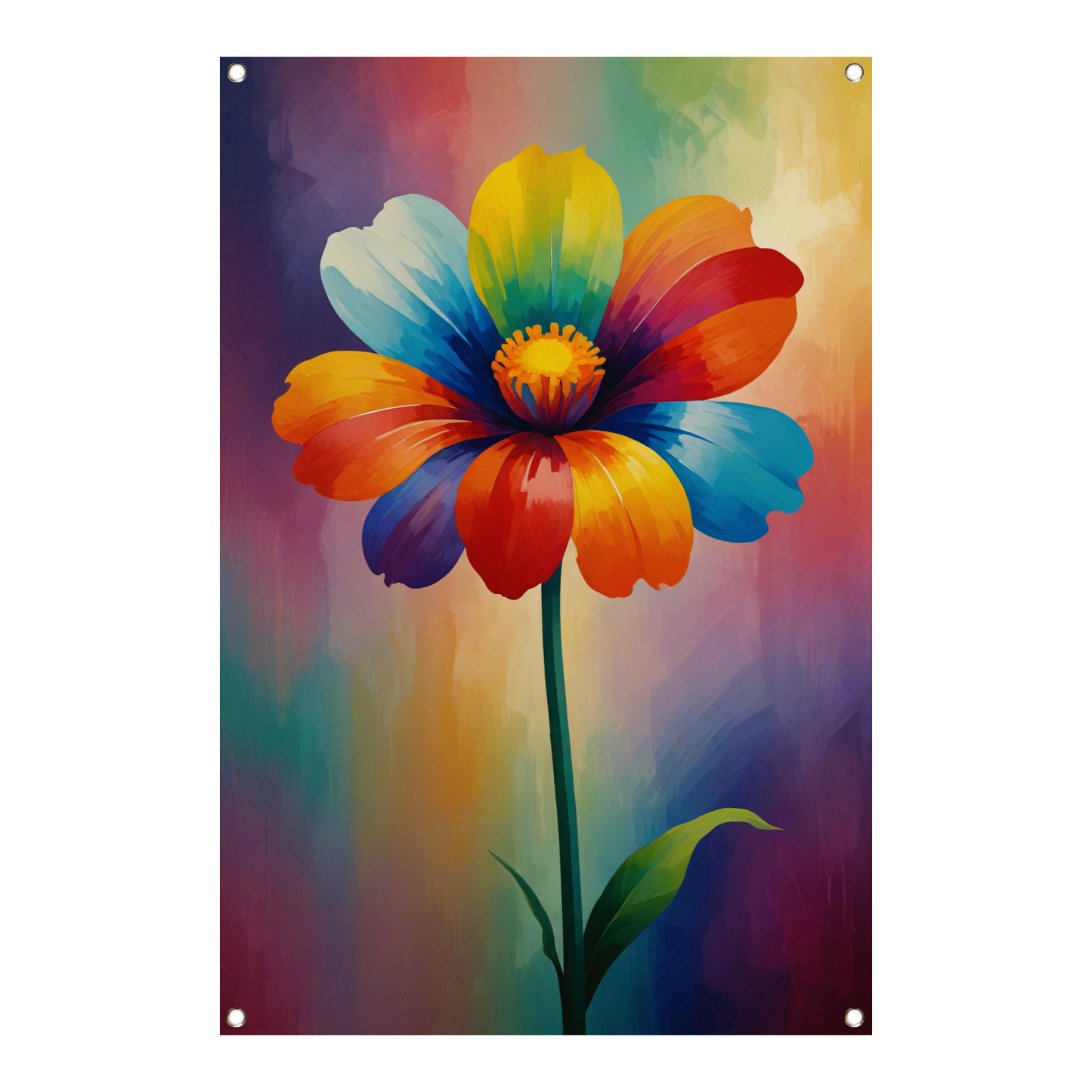 Explosie van kleur in abstracte bloem tuinposter