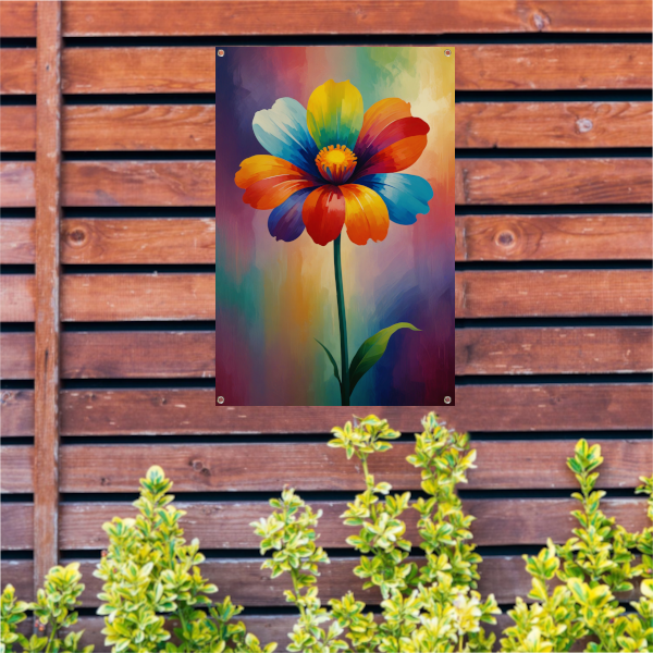 Explosie van kleur in abstracte bloem tuinposter