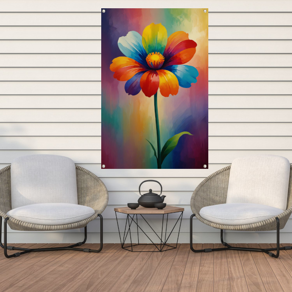 Explosie van kleur in abstracte bloem tuinposter