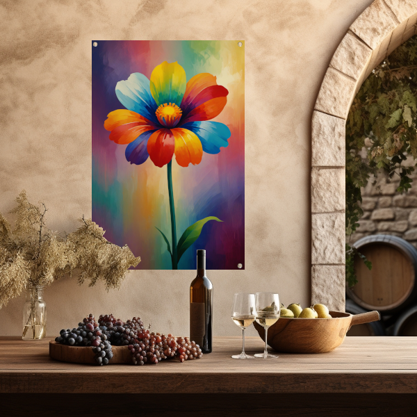 Explosie van kleur in abstracte bloem tuinposter
