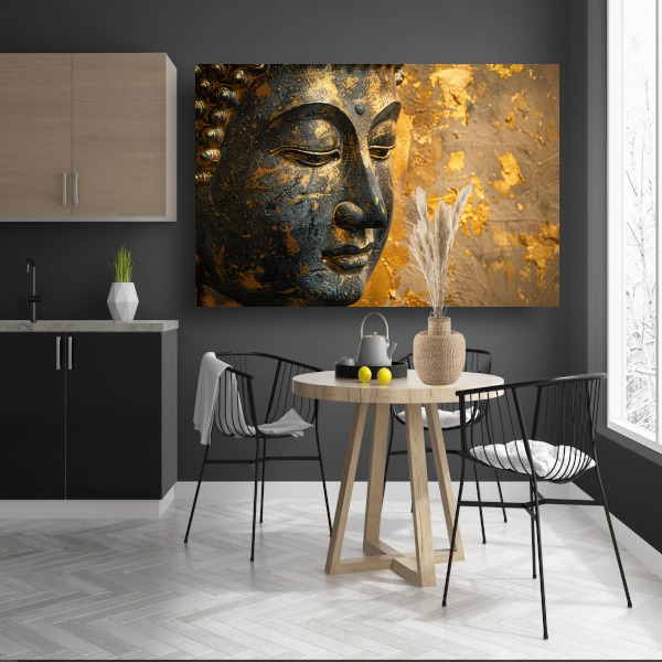 Boeddha Portret met Vergulde Versieringen acrylglas