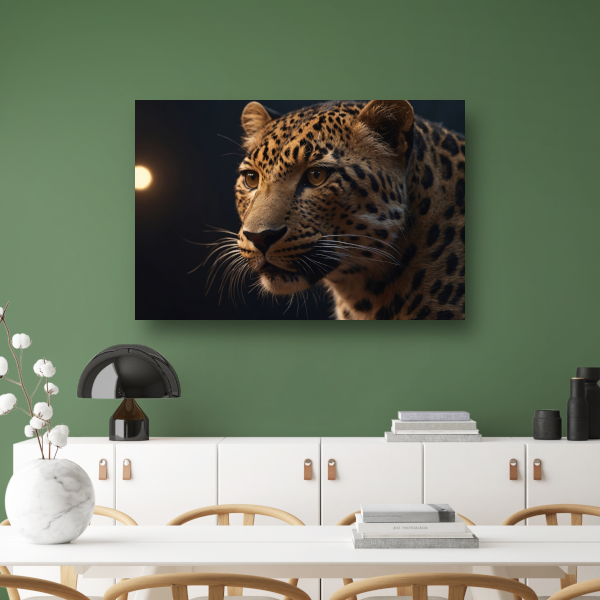 Gouden schemerlicht over luipaardportret canvas