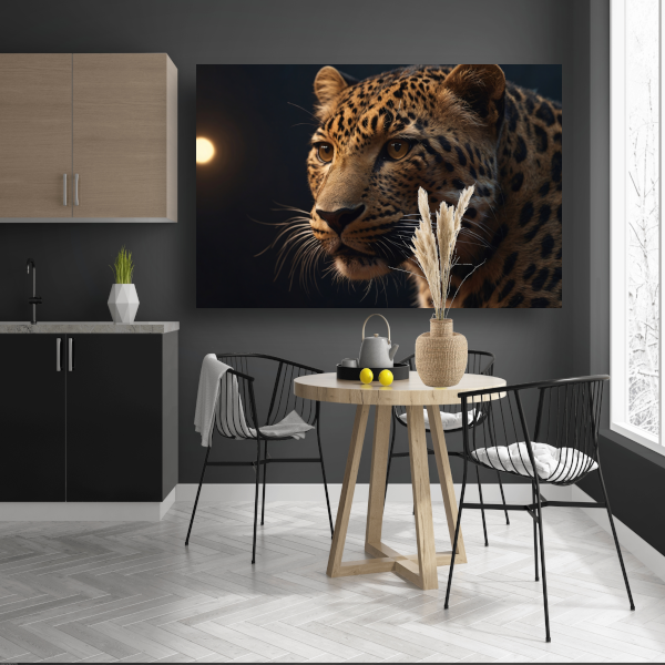 Gouden schemerlicht over luipaardportret canvas