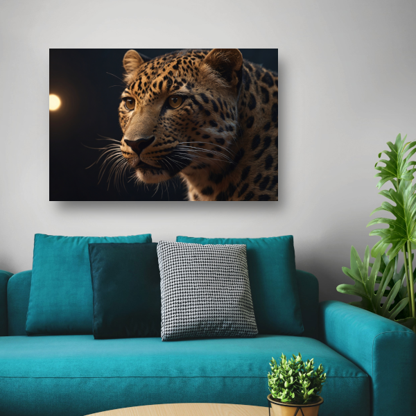 Gouden schemerlicht over luipaardportret canvas