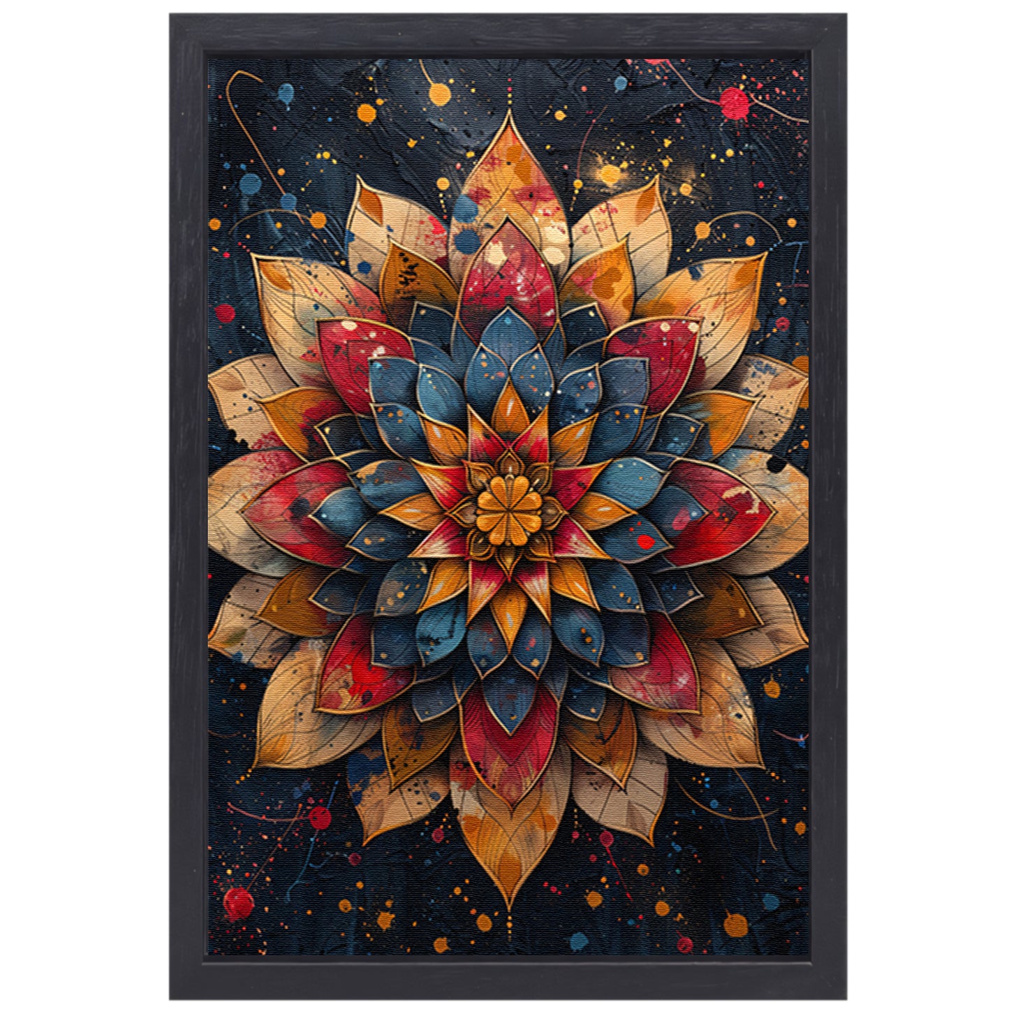 Abstract Bloem in Explosie van Kleuren canvas met baklijst