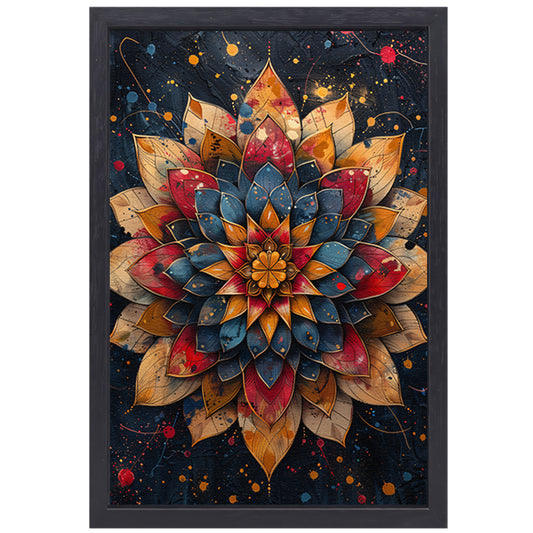 Abstract Bloem in Explosie van Kleuren canvas met baklijst