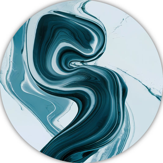 Dynamische Turquoise en Blauwe Swirl Abstract aluminium muurcirkel