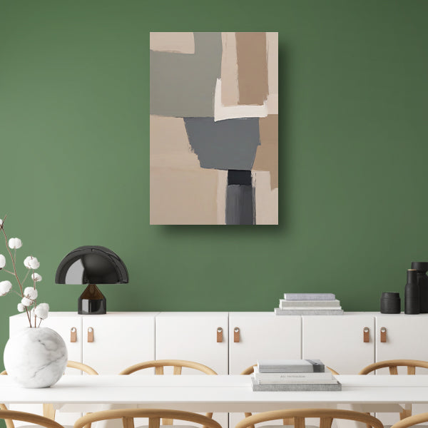 Abstracte Minimalistische Geometrische Monochrome Kunst canvas met baklijst