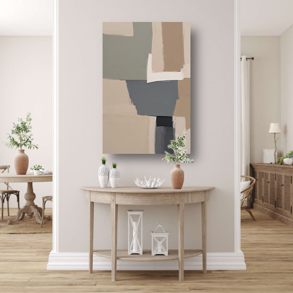 Abstracte Minimalistische Geometrische Monochrome Kunst canvas met baklijst